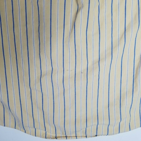 LL Bean Men's L 100% Cotton Long Sleeve Button Work Shirt Yellow Stripe Heavy - Picture 3 of 3
